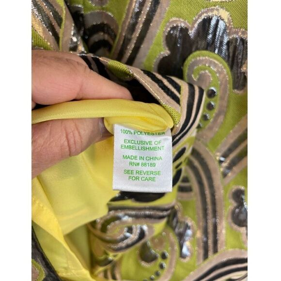 LILLY PULITZER METALLIC GREEN PEARL DRESS VINTAGE BROCADE Size 2 Holiday NEW - Picture 8 of 10